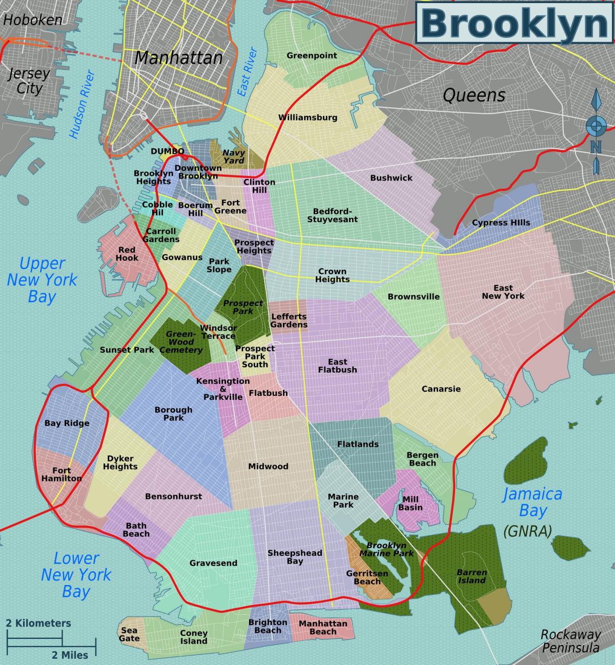 Mapa dzielnic Brooklynu