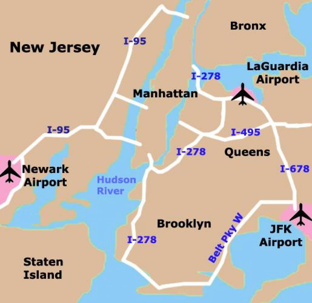 Mapa lotnisk w Brooklynie
