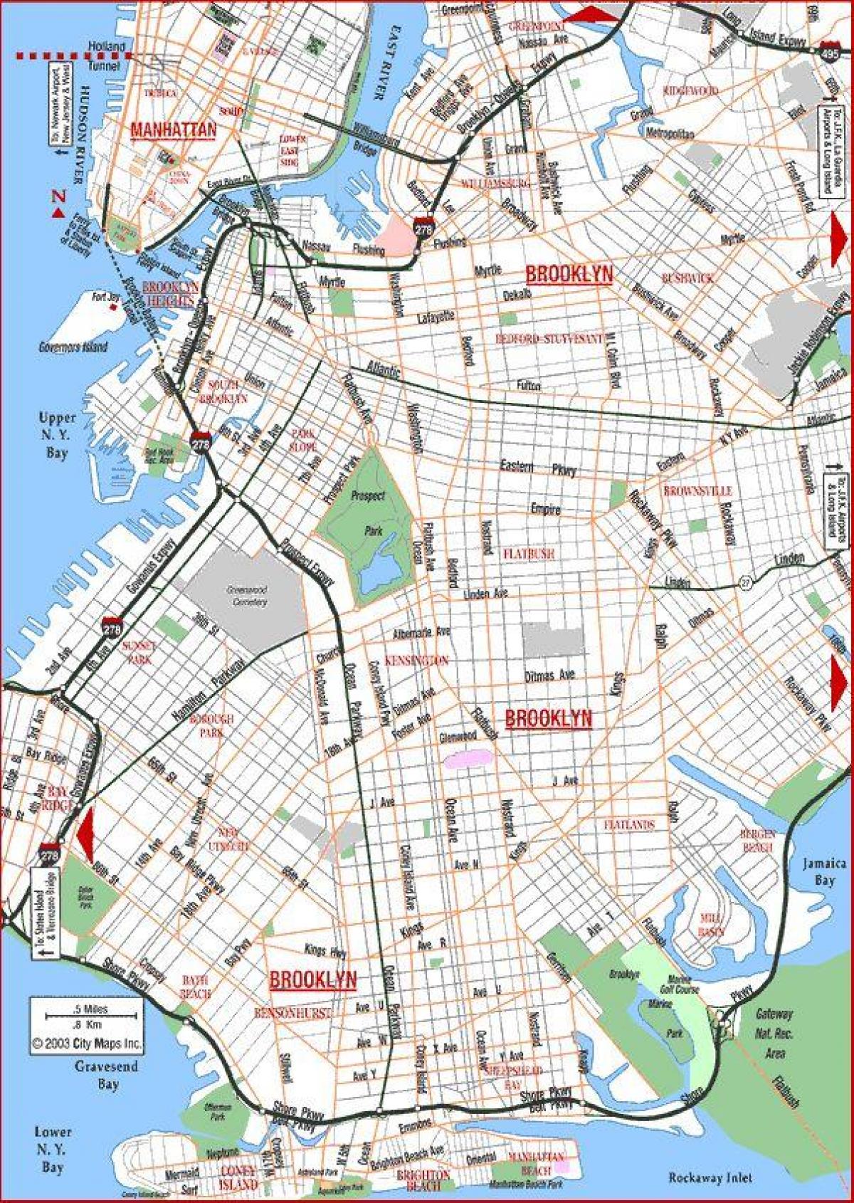 Mapa dróg Brooklynu